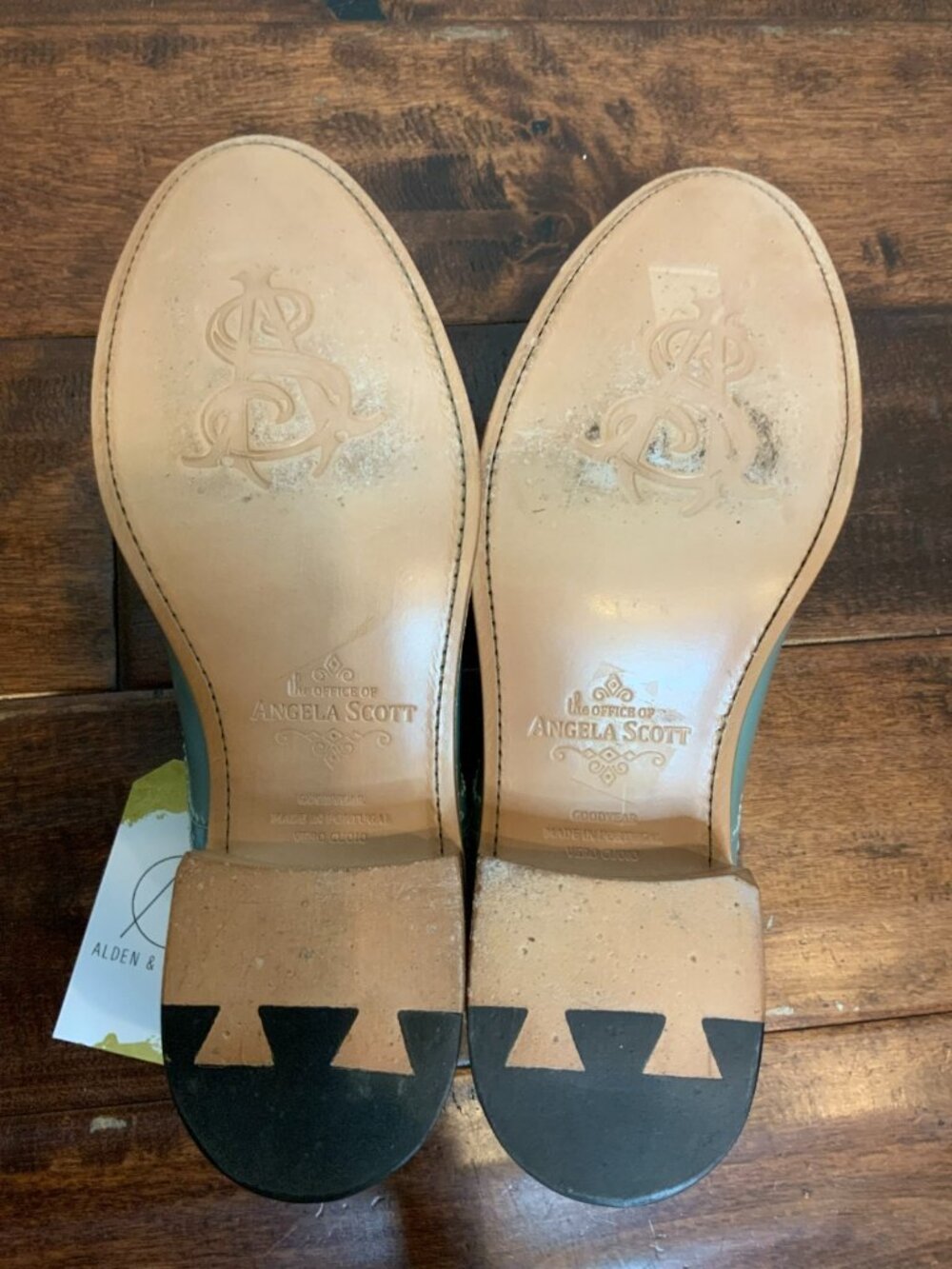 The Office of Angela Scott Blue Leather Ms. Arzner Laceless Brogues Shoes Sz 9.5 - Picture 9 of 11